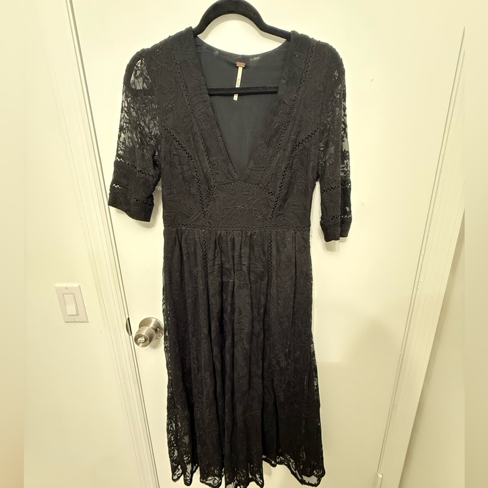 Free People Black Lace Dress